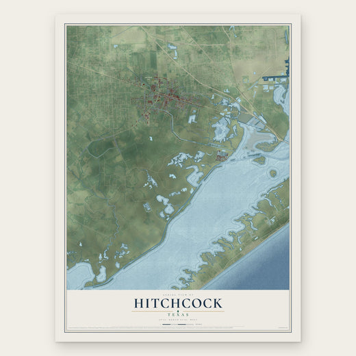 Hitchcock, Texas map print, the full design