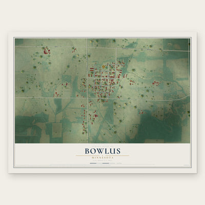 Bowlus, Minnesota map print, the full design