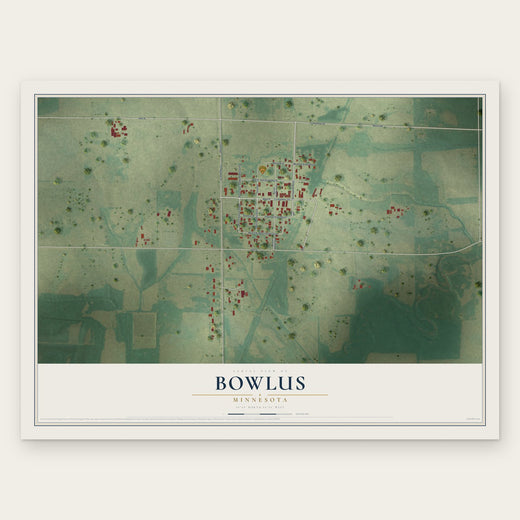 Bowlus, Minnesota map print, the full design