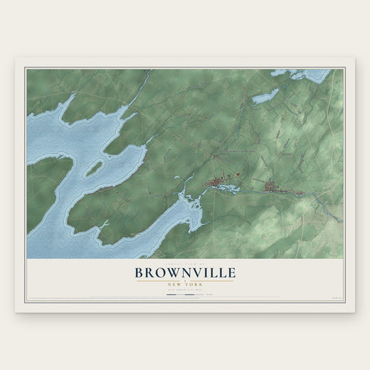 Brownville, New York map print, the full design