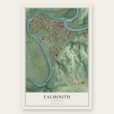 Falmouth, Kentucky map print, the full design