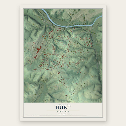 Hurt, Virginia map print, the full design