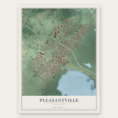 Pleasantville, New Jersey map print, the full design
