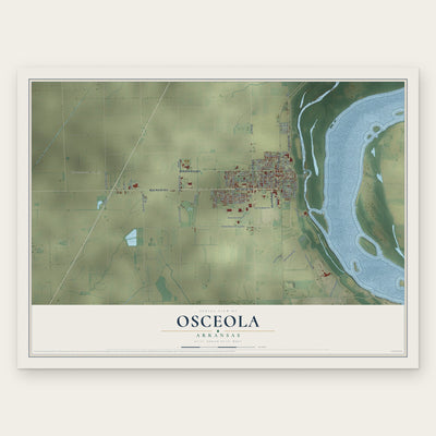 Osceola, Arkansas map print, the full design
