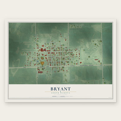 Bryant, South Dakota map print, the full design