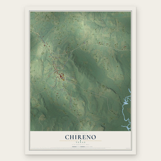Chireno, Texas map print, the full design