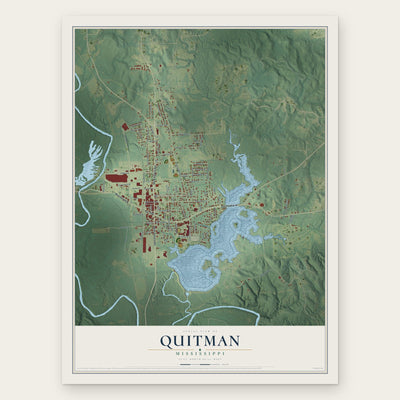 Quitman, Mississippi map print, the full design