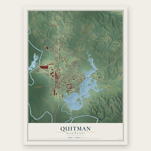 Quitman, Mississippi map print, the full design