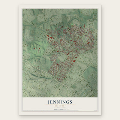 Jennings, Missouri map print, the full design