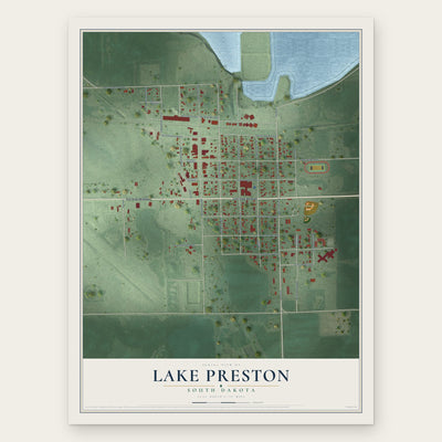 Lake Preston, South Dakota map print, the full design
