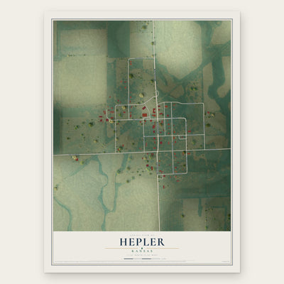 Hepler, Kansas map print, the full design