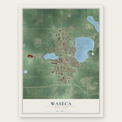 Waseca, Minnesota map print, the full design