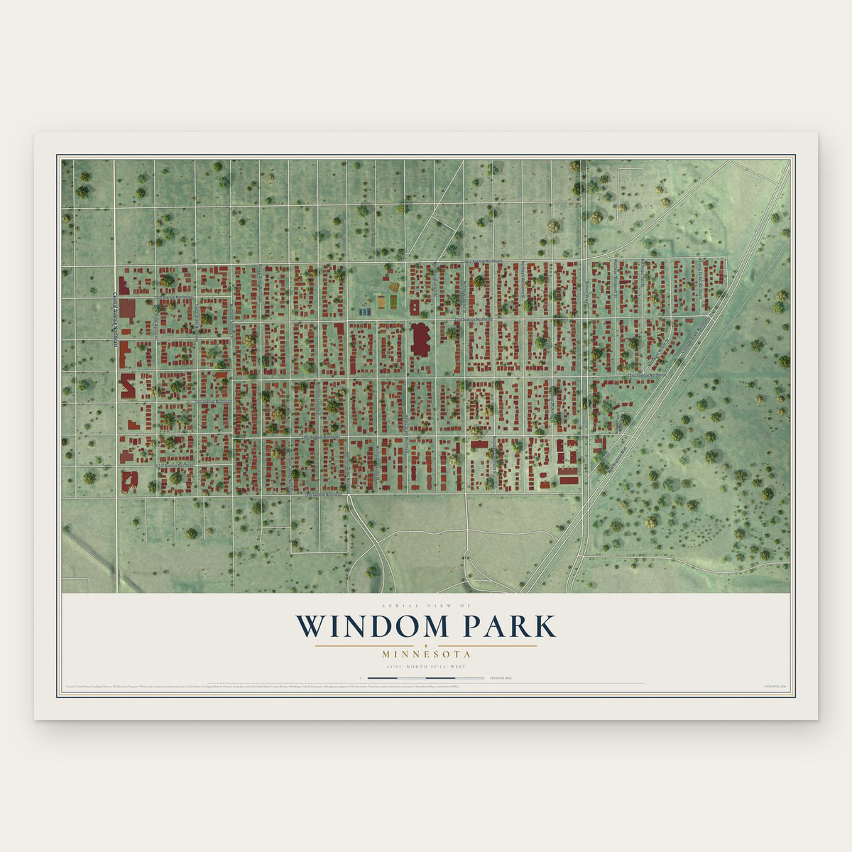 Windom Park, Minnesota map print, the full design