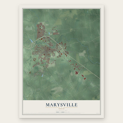 Marysville, Ohio map print, the full design