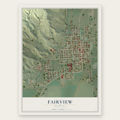 Fairview, Montana map print, the full design