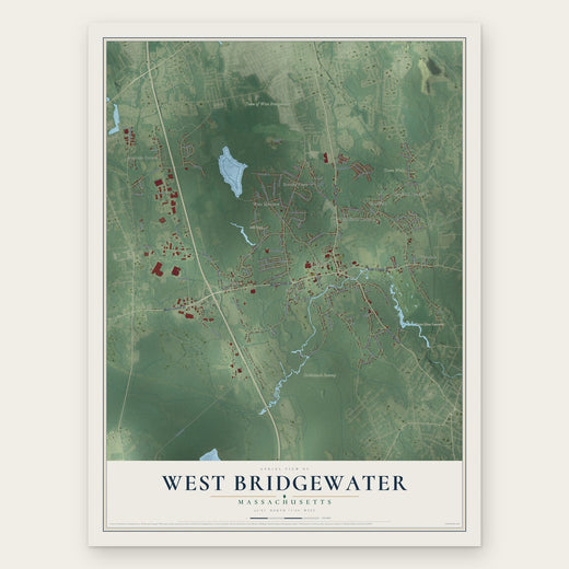 West Bridgewater, Massachusetts map print, the full design