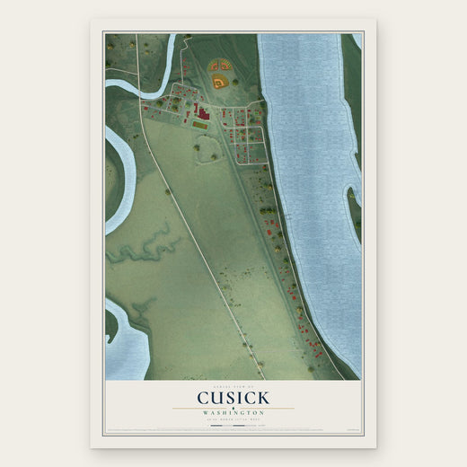 Cusick, Washington map print, the full design