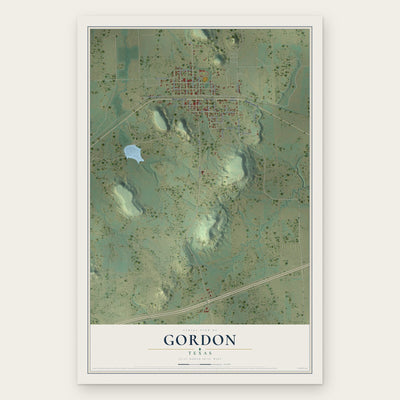 Gordon, Texas map print, the full design