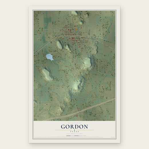 Gordon, Texas map print, the full design