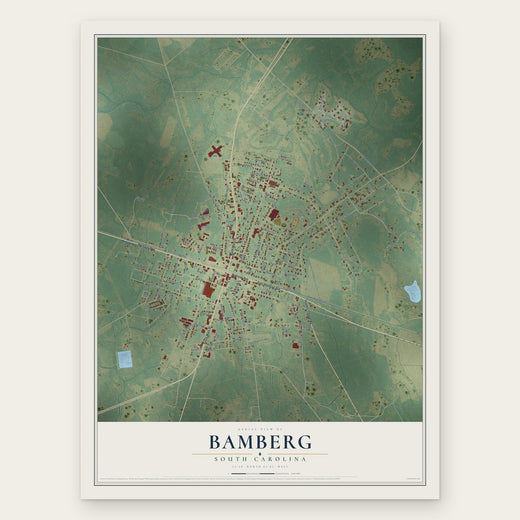 Bamberg, South Carolina map print, the full design