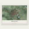 Bellevue, Ohio map print, the full design