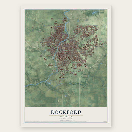 Rockford, Illinois map print, the full design