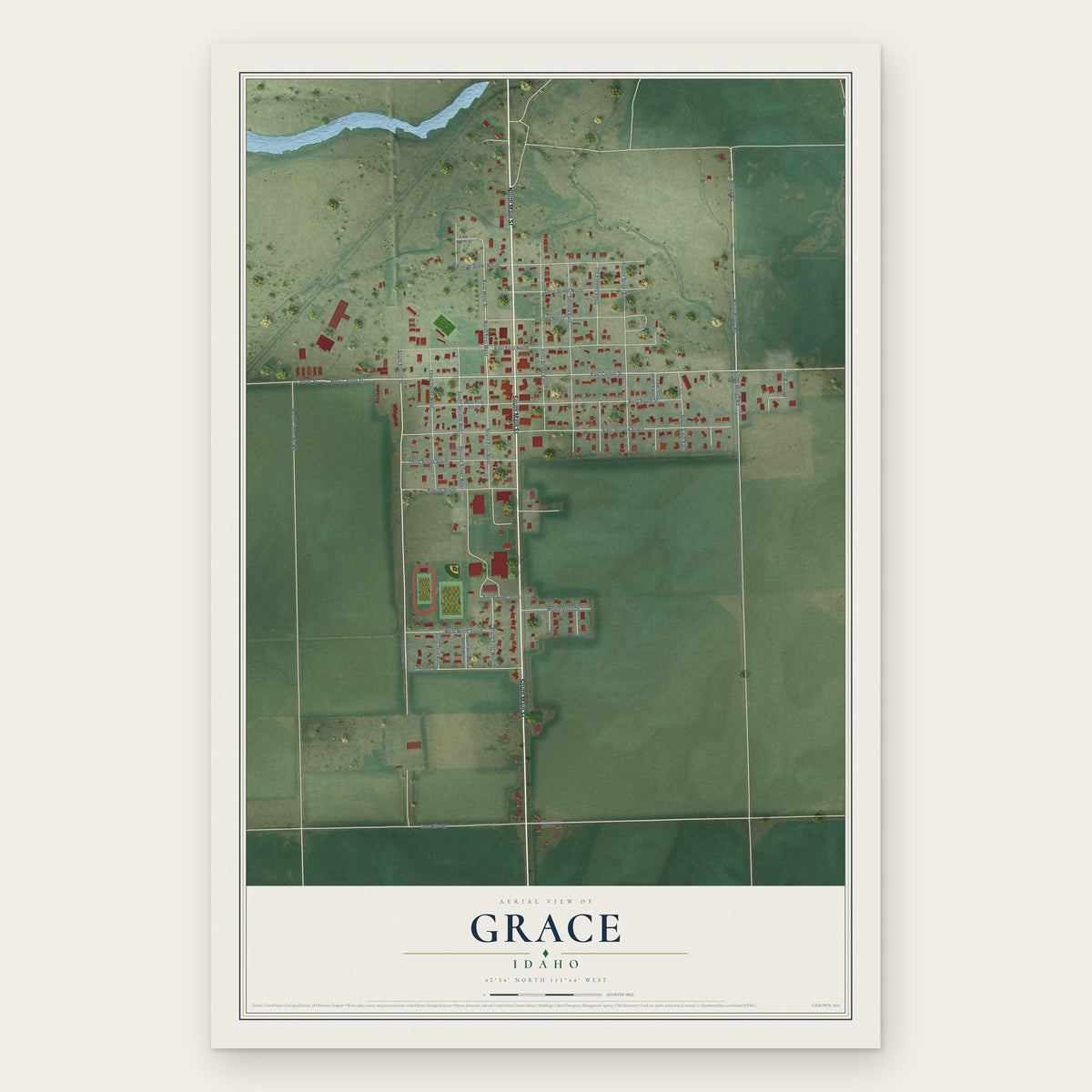 Grace, Idaho map print, the full design
