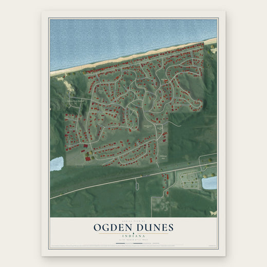 Ogden Dunes, Indiana map print, the full design