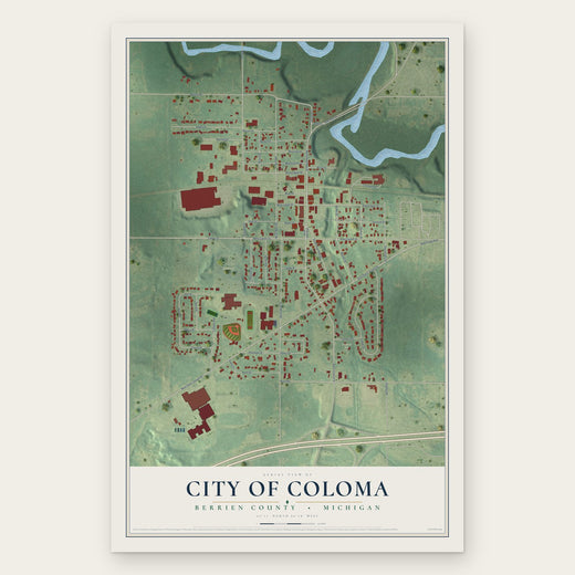 Coloma, Michigan map print, the full design