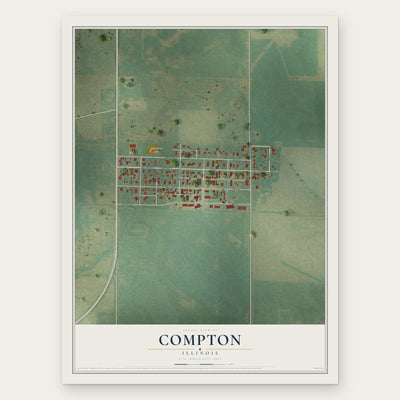 Compton, Illinois map print, the full design