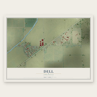 Dell, Arkansas map print, the full design