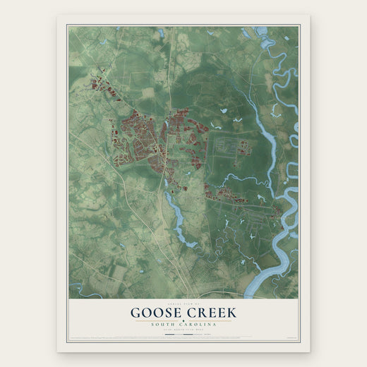 Goose Creek, South Carolina map print, the full design