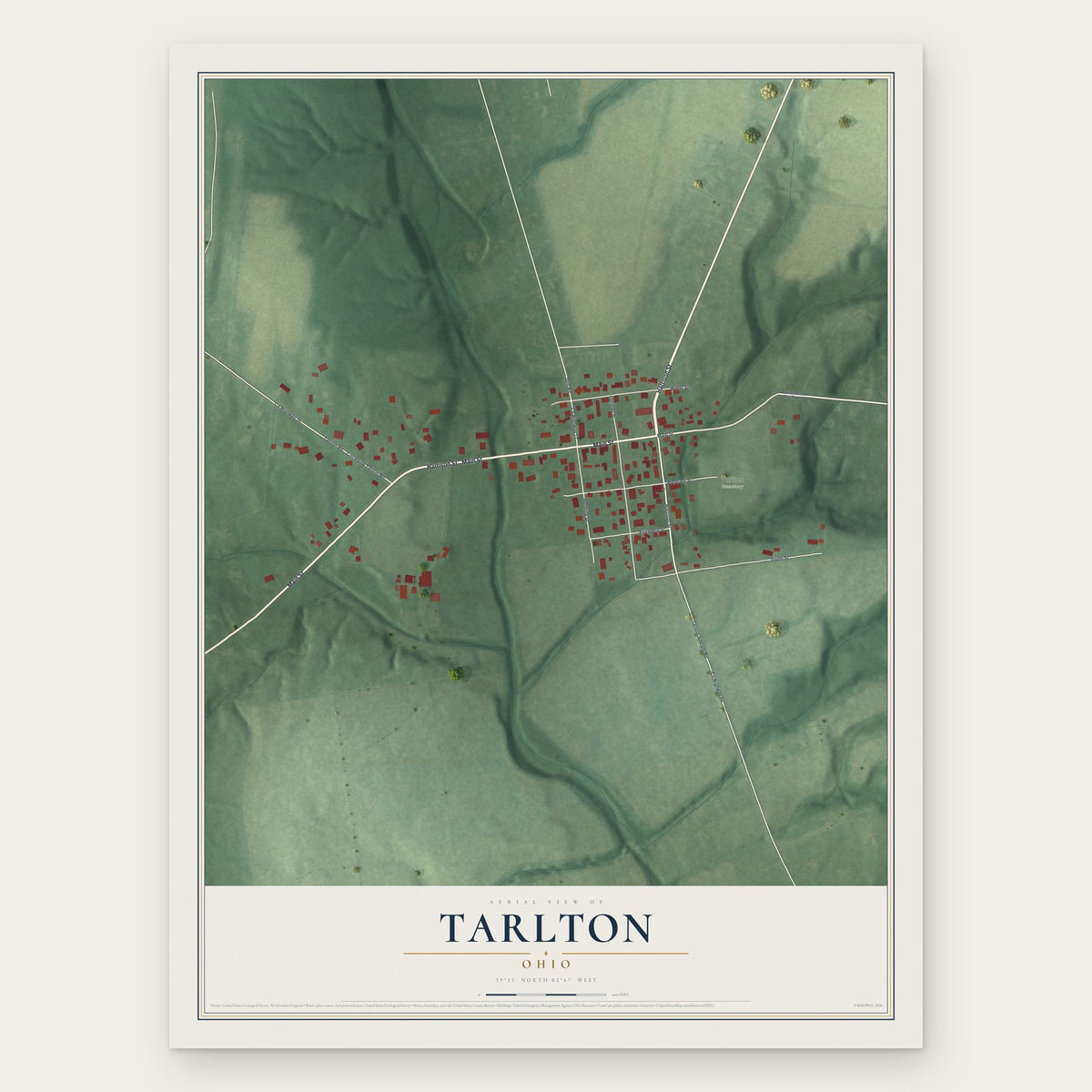 Tarlton, Ohio map print, the full design