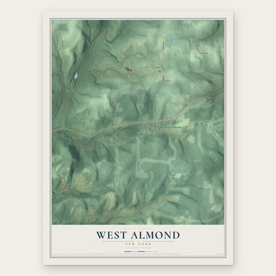 West Almond, New York map print, the full design