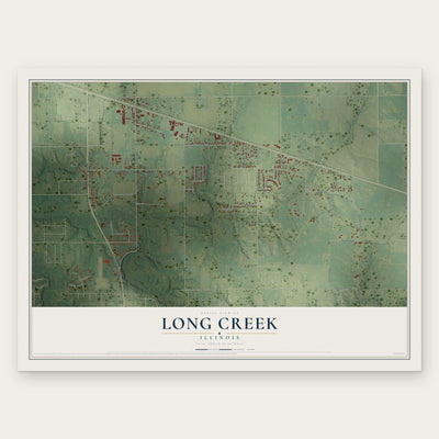 Long Creek, Illinois map print, the full design