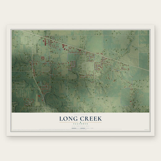 Long Creek, Illinois map print, the full design