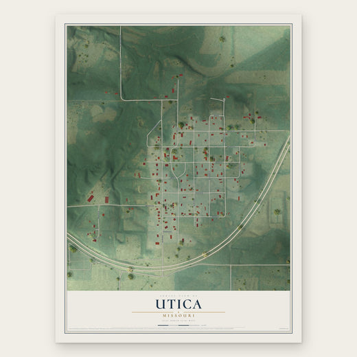 Utica, Missouri map print, the full design