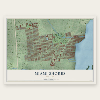 Miami Shores, Florida map print, the full design