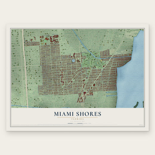 Miami Shores, Florida map print, the full design
