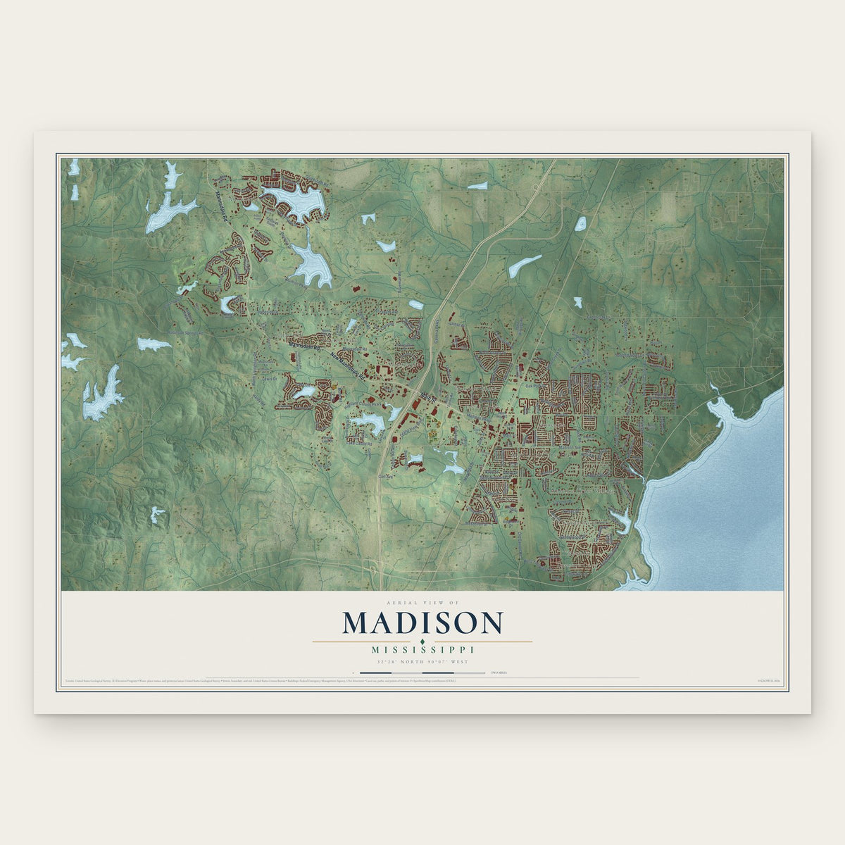 Madison, Mississippi map print, the full design