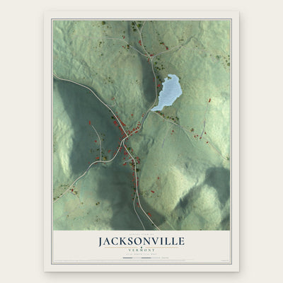 Jacksonville, Vermont map print, the full design