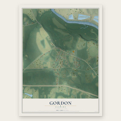 Gordon, Alabama map print, the full design