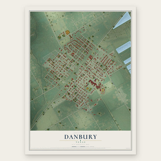 Danbury, Texas map print, the full design
