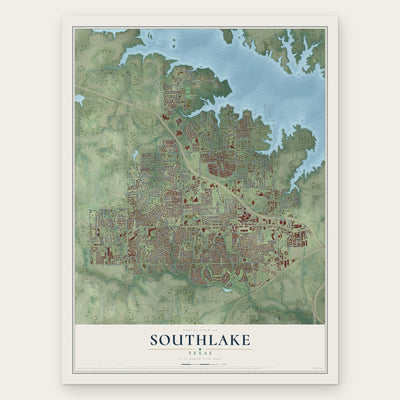 Southlake, Texas map print, the full design