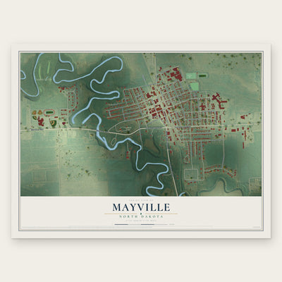 Mayville, North Dakota map print, the full design