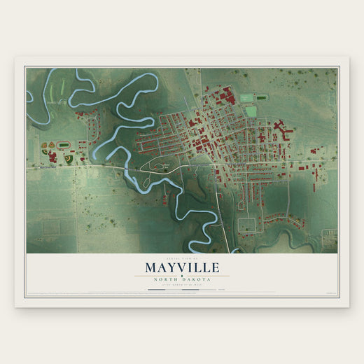 Mayville, North Dakota map print, the full design