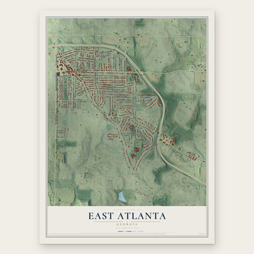 East Atlanta, Georgia map print, the full design