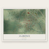 Clarence, Missouri map print, the full design