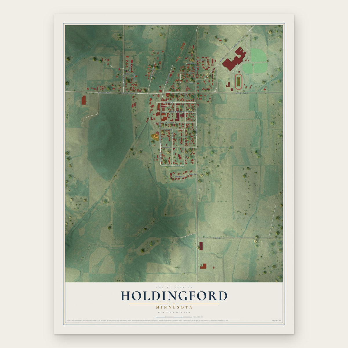 Holdingford, Minnesota map print, the full design