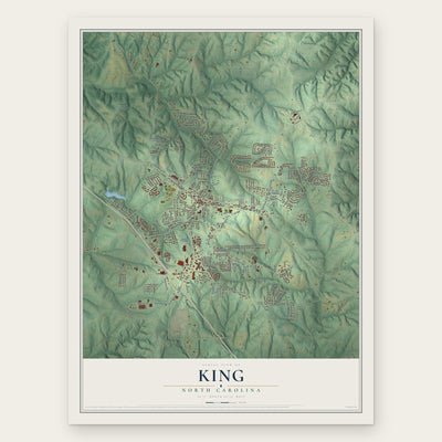King, North Carolina map print, the full design